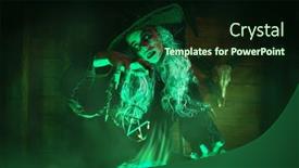  Presentation with witchcraft - Beautiful PPT theme featuring horrible-old-witch-brews-witchcraft backdrop and a wine colored foreground