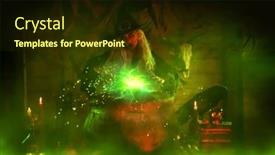  Presentation with magical - Audience pleasing slide deck consisting of horrible-old-witch-casts backdrop and a tawny brown colored foreground