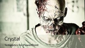  Presentation with old house - Slide deck featuring horrible scary zombie man background and a soft green colored foreground