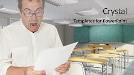  Presentation with teacher - Theme having horrified teacher reading a paper background and a light gray colored foreground