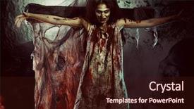  Presentation with rave electronics night party - Slide set featuring horror blood - bloodthirsty zombi standing background and a wine colored foreground