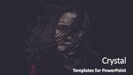  Presentation with creepy - Colorful PPT theme enhanced with horror blood - creepy young girl with hair backdrop and a dark gray colored foreground