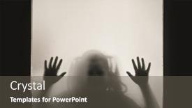  Presentation with black girl - Presentation theme featuring horror-ghost-girl-behind background and a dark gray colored foreground