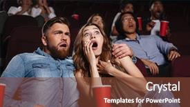  Presentation with horror movie - Beautiful slide set featuring horror movie at cinema backdrop and a tawny brown colored foreground