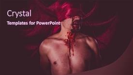  Presentation with horror - Colorful PPT layouts enhanced with horror naked man on large red cloth over his eyes backdrop and a wine colored foreground