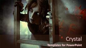  Presentation with house window - Slide set consisting of horror-scene-a-scary-ghost background and a wine colored foreground