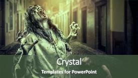  Presentation with zombie - Theme featuring horror shouting zombie girl background and a ocean colored foreground