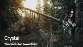  Presentation with horror - Colorful slides enhanced with horror undead woman looks backdrop and a dark gray colored foreground