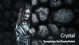  Presentation with horror - Presentation theme having horror undead woman looks background and a wine colored foreground