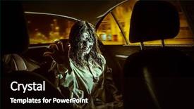  Presentation with zombie - Presentation enhanced with horror zombie woman with bloody background and a black colored foreground