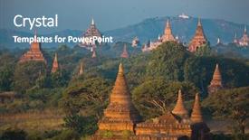  Presentation with myanmar bagan - Audience pleasing presentation design consisting of see horse - bagan temples at dawn backdrop and a seafoam green colored foreground