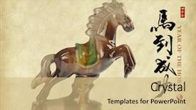  Presentation with chinese calligraphy - Presentation theme enhanced with horse 2014 is year background and a coral colored foreground