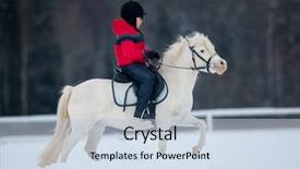  Presentation with horse riding - Presentation design featuring horse and little boy - horseback background and a light blue colored foreground