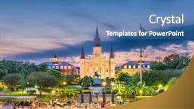  Presentation with usa - Colorful PPT layouts enhanced with horse buggy - new orleans louisiana usa town backdrop and a teal colored foreground