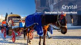  Presentation with rome italy - PPT theme having horse-carriage-at-the-colosseum background and a ocean colored foreground