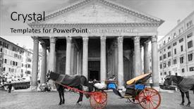  Presentation with horse and carriage isolated - Slide set consisting of horse carriage at the pantheon background and a light gray colored foreground