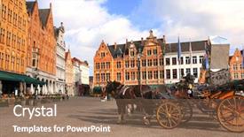  Presentation with world heritage - PPT theme featuring horse carriages on grote markt background and a violet colored foreground