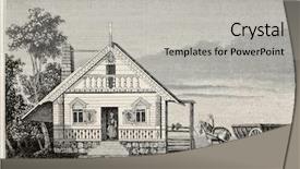  Presentation with old age - Audience pleasing theme consisting of horse cart - russian-american house old illustration age backdrop and a light gray colored foreground