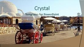  Presentation with customers - Cool new presentation with horse-drawn taxis drawn up backdrop and a cool aqua colored foreground