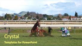  Presentation with fall down - Beautiful PPT theme featuring horse drum after it fall backdrop and a tawny brown colored foreground