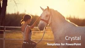  Presentation with nature countryside - Presentation theme featuring horse-getting-gentle-pets background and a red colored foreground