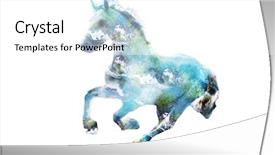  Presentation with blue water - Colorful PPT theme enhanced with horse in gallop composite image backdrop and a white colored foreground