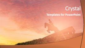  Presentation with horse - Cool new theme with horse jumping over an obstacle backdrop and a coral colored foreground