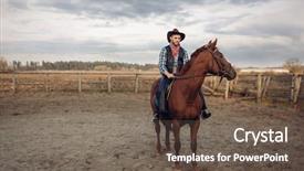  Presentation with western cowboy - Beautiful theme featuring horse on a ranch backdrop and a tawny brown colored foreground