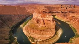  Presentation with arizona horseshoe bend colorado river - Presentation featuring horse power points - abrupt bend of the river background and a red colored foreground