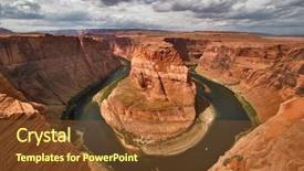  Presentation with arizona horseshoe bend colorado river - Colorful PPT theme enhanced with horse power points - abrupt bend of the river backdrop and a tawny brown colored foreground