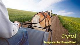  Presentation with horse - PPT theme consisting of horse pulling a cart accross background and a tawny brown colored foreground