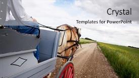  Presentation with horse - Cool new slides with horse pulling a cart across backdrop and a sky blue colored foreground