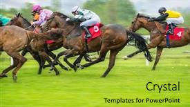  Presentation with horse racing - Colorful presentation enhanced with horse racing outdoor derby backdrop and a yellow colored foreground