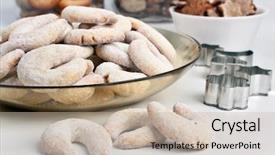  Presentation with almond - Amazing presentation design having crescents vanila and almond cookies backdrop and a mint green colored foreground