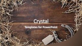  Presentation with straw - Cool new slide deck with horse shoes lucky charm - horseshoe with an empty tag backdrop and a tawny brown colored foreground