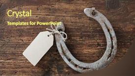  Presentation with empty - Presentation design featuring ironhorse - horseshoe with an empty tag background and a tawny brown colored foreground