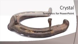  Presentation with nail - Presentation theme featuring ironhorse - rusty horseshoe with nail background and a white colored foreground