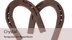  Presentation with industrial rusty tubes - PPT theme featuring ironhorse - rusty horseshoes background and a coral colored foreground