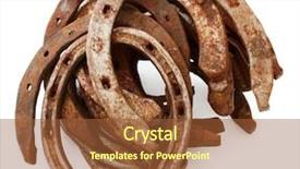  Presentation with stack of old books - Audience pleasing slide deck consisting of ironhorse - stack of old horseshoes backdrop and a tawny brown colored foreground