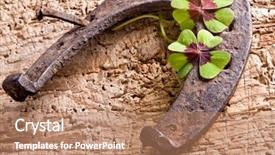 Presentation with clover - Slide deck consisting of horse-shoe and clover vintage background and a coral colored foreground