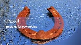  Presentation with old - Beautiful slide set featuring horse shoes lucky charm - old horseshoe backdrop and a  colored foreground