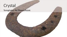  Presentation with 80s disco old audio cassette - Colorful PPT theme enhanced with horse shoes lucky charm - old horseshoe backdrop and a  colored foreground