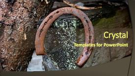  Presentation with woods - PPT layouts having horse shoes lucky charm - old rusty horseshoe on woods background and a tawny brown colored foreground