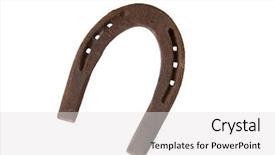  Presentation with industrial rusty tubes - Amazing PPT theme having horse shoes lucky charm - rusty horseshoe backdrop and a light gray colored foreground