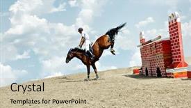  Presentation with horse - Slides enhanced with horse theme jockeys horse races background and a mint green colored foreground