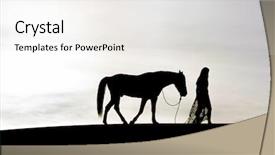  Presentation with horse riding - Presentation theme having horse through the mohave desert background and a  colored foreground