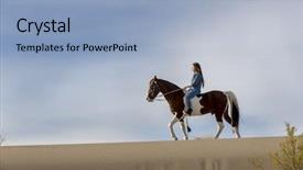  Presentation with horse riding - Cool new presentation theme with horse through the mohave desert backdrop and a  colored foreground