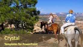  Presentation with horse riding - Presentation theme enhanced with horse trails - people riding background and a  colored foreground