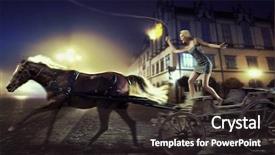  Presentation with old young - Cool new PPT layouts with horse wagon - beautiful young woman riding backdrop and a dark gray colored foreground