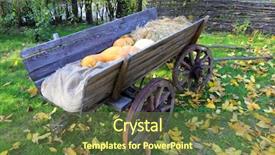  Presentation with traditional - Colorful presentation theme enhanced with horse wagon - traditional ukrainian vintage wooden cart backdrop and a tawny brown colored foreground